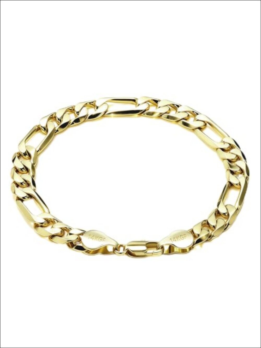 14k Gold Figaro Chain Bracelet Men Women Link 6mm 7.5in
